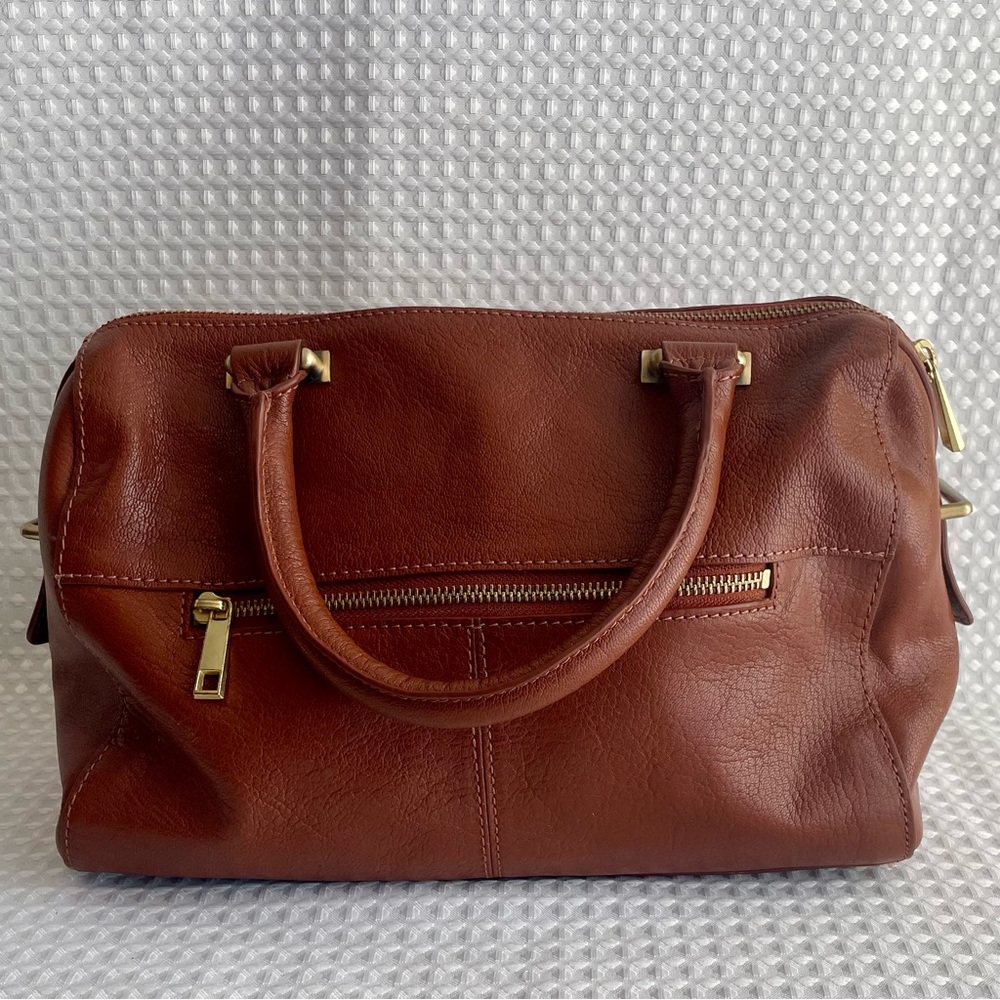 Rich Brown RACHEL ROY Leather Handbag W/ Gold Toned Hardware  Doctor Style #766
